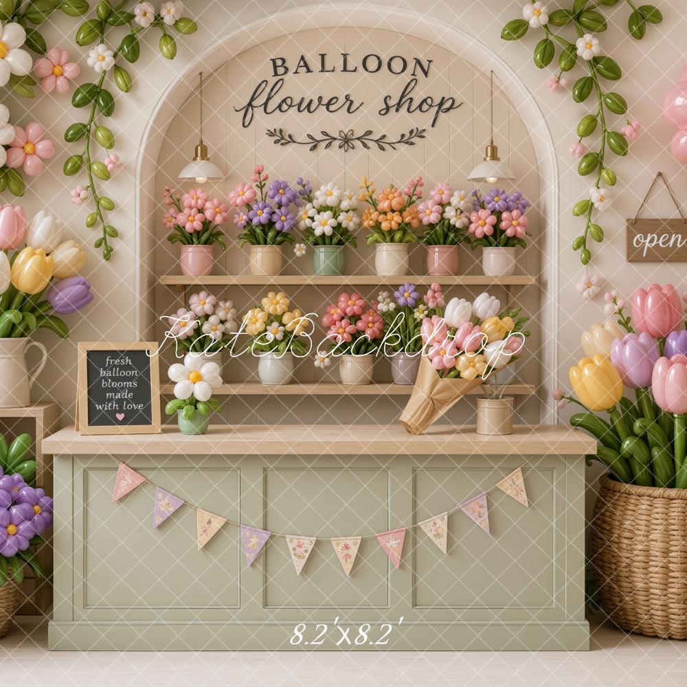 Kate Spring Balloon Flower Shop Tulips Printed Backdrop Designed by Ashley Ward