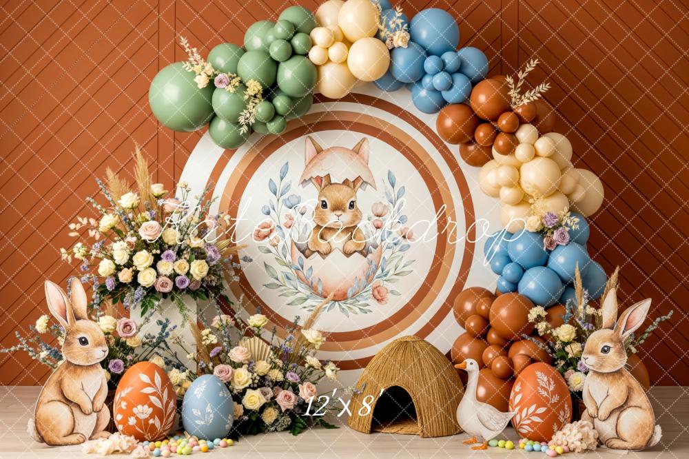 Kate Easter Bunny Balloon Arch Eggs Flowers Printed Backdrop Designed by Patty Roberts