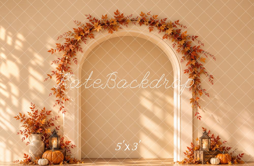 Kate Fall Maple Leaf Arch Dappled Sunlight Printed Backdrop Designed by Emetselch