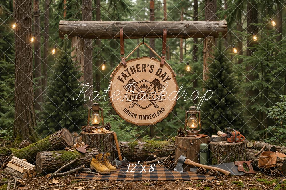Kate Father's Day Lumberjack Forest Camp Printed Backdrop Designed by Emetselch