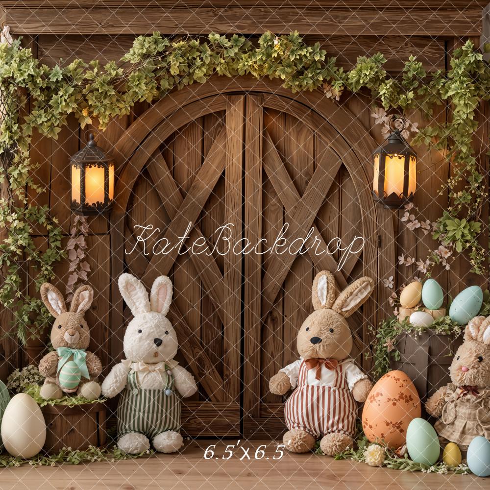 Kate Easter Bunny Rustic Wooden Door Eggs Arch Backdrop Designed by Emetselch
