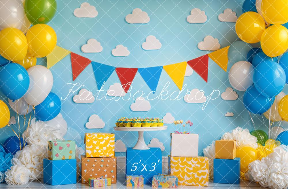 Kate Birthday Party Colorful Toy Balloons Backdrop Designed by Emetselch