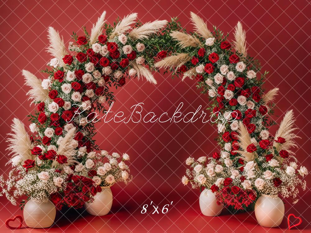 Kate Mother's Day Flower Arch Red Roses White Roses Pampas Grass Backdrop Designed by Patty Roberts