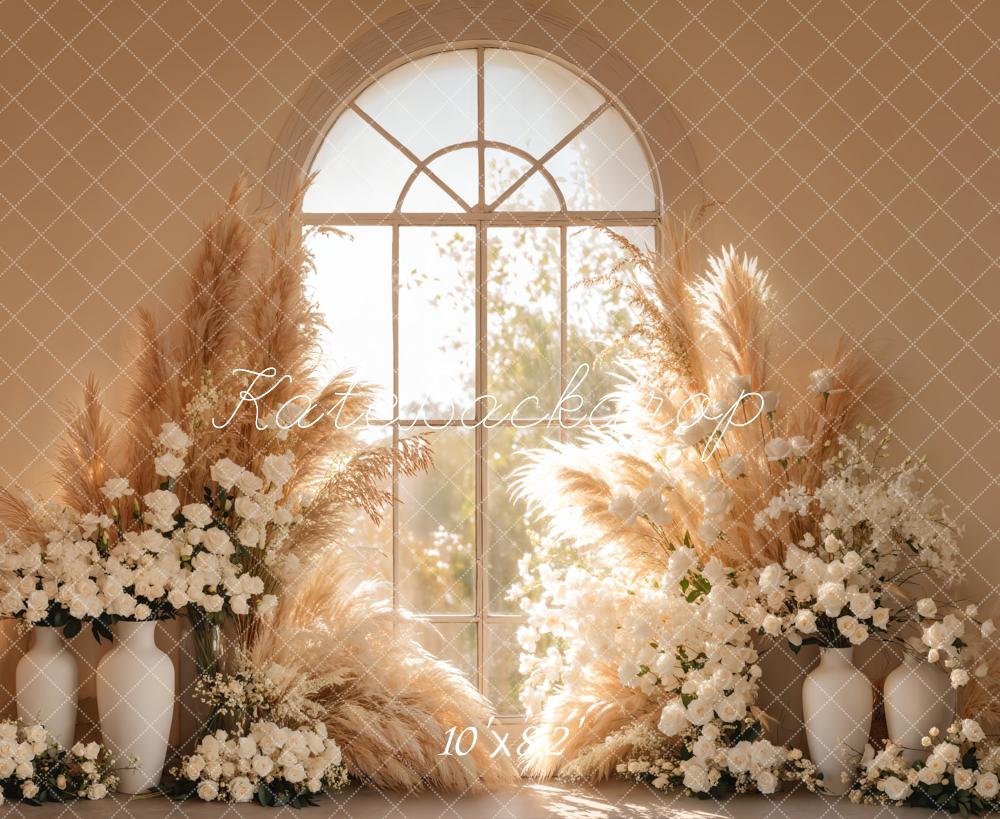 Kate Boho Floral Window Pampas Grass Backdrop Designed by Emetselch
