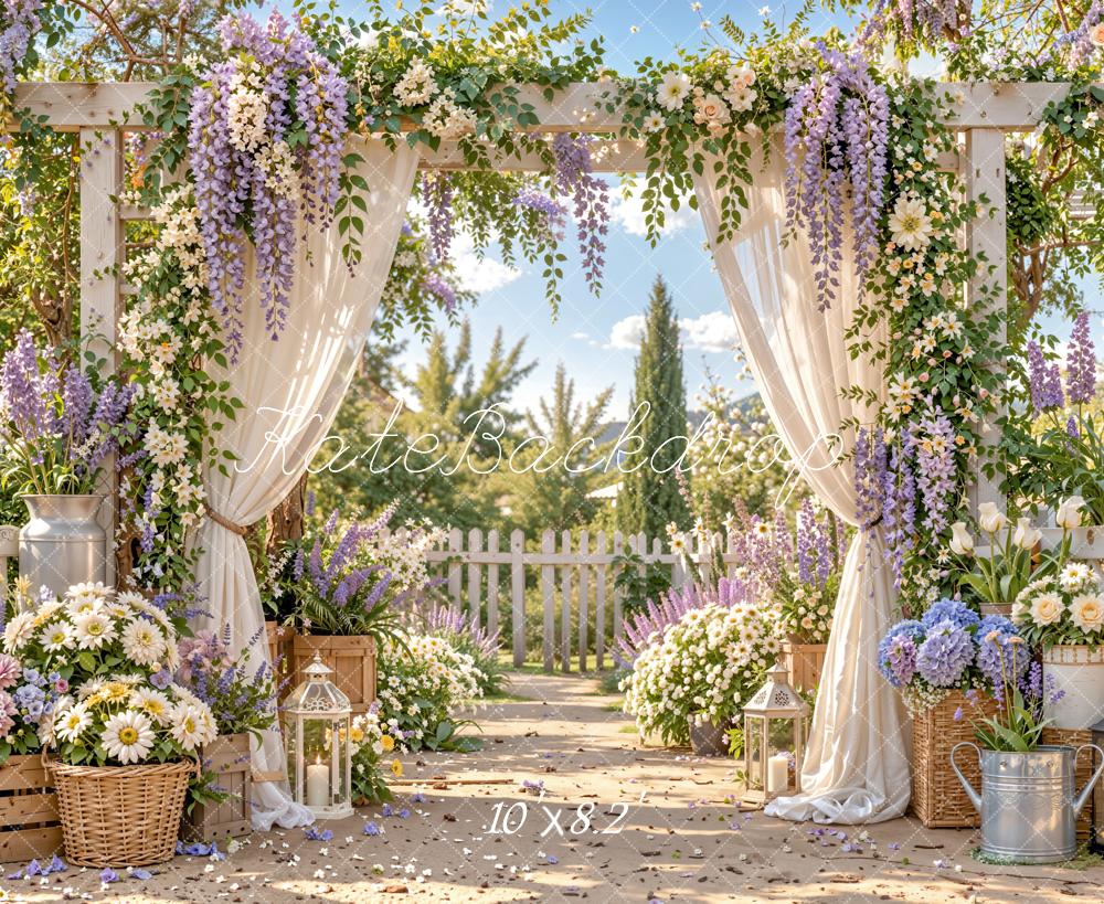 Kate Wedding Flower Arch Pergola Garden Printed Backdrop Designed by Emetselch