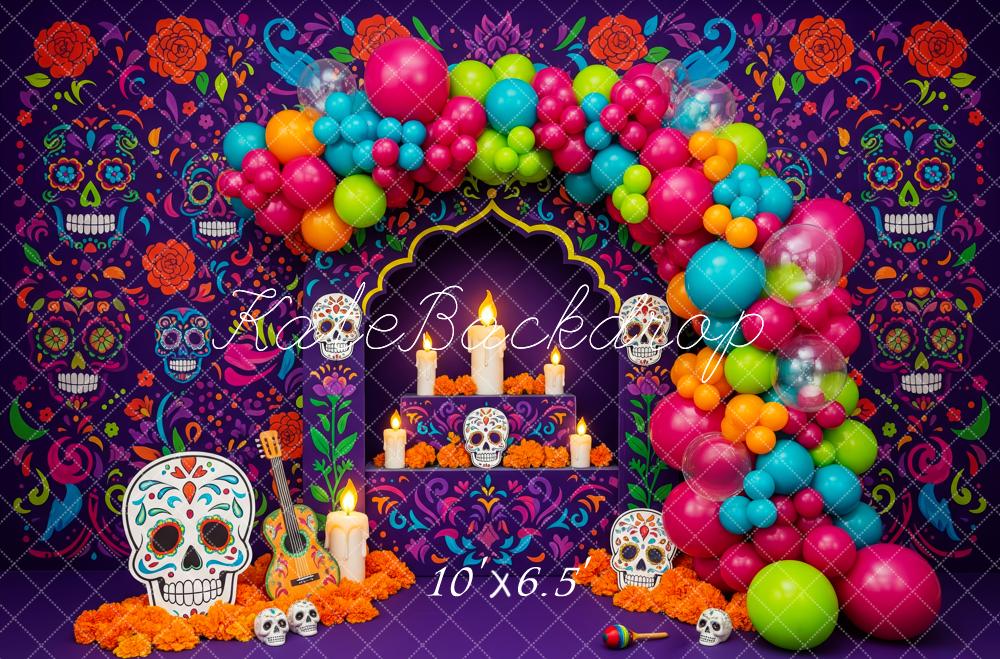 Kate Day Of The Dead Sugar Skulls Candle Balloon Arch Backdrop Designed by Patty Roberts