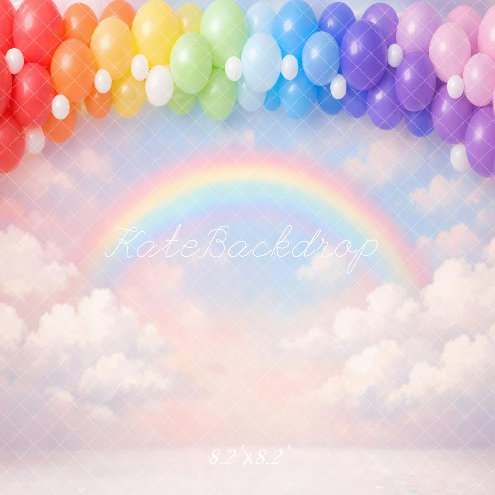 Kate Rainbow Balloon Arch Clouds Printed Backdrop Designed by Vertigo Productions