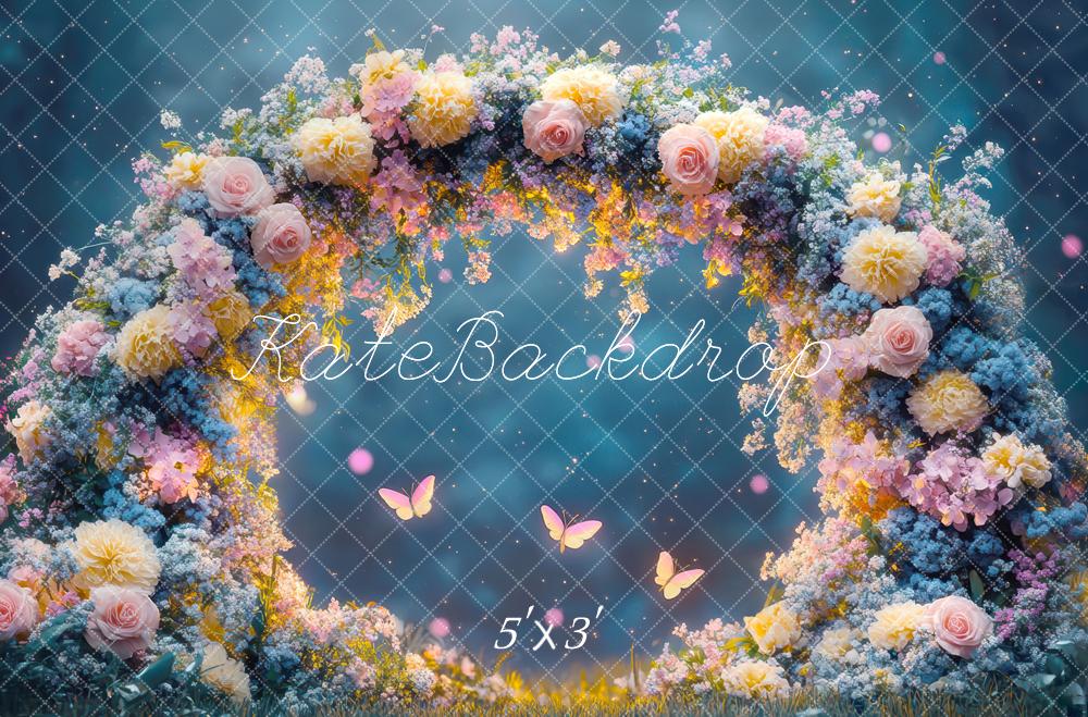 Arco di Fiori Fiabesco con Farfalle Sfondo Designed by Mini MakeBelieve