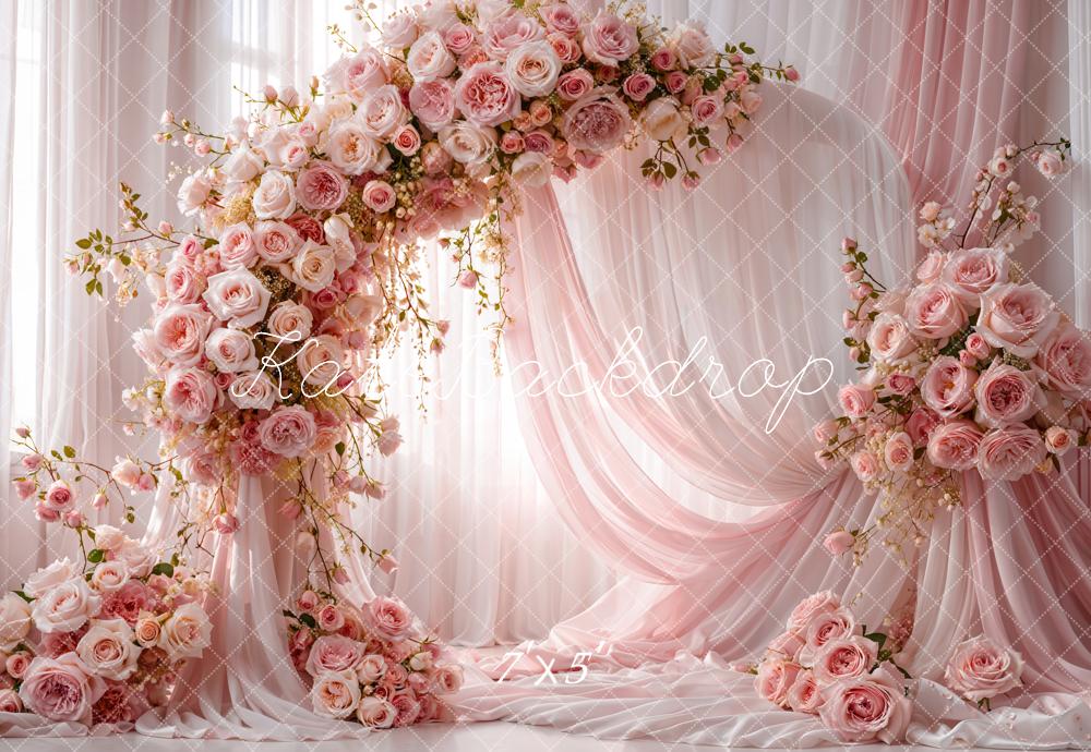 SALE Kate Mother's Day Flower Arch Pink Roses Draped Curtains Backdrop Designed by Emetselch