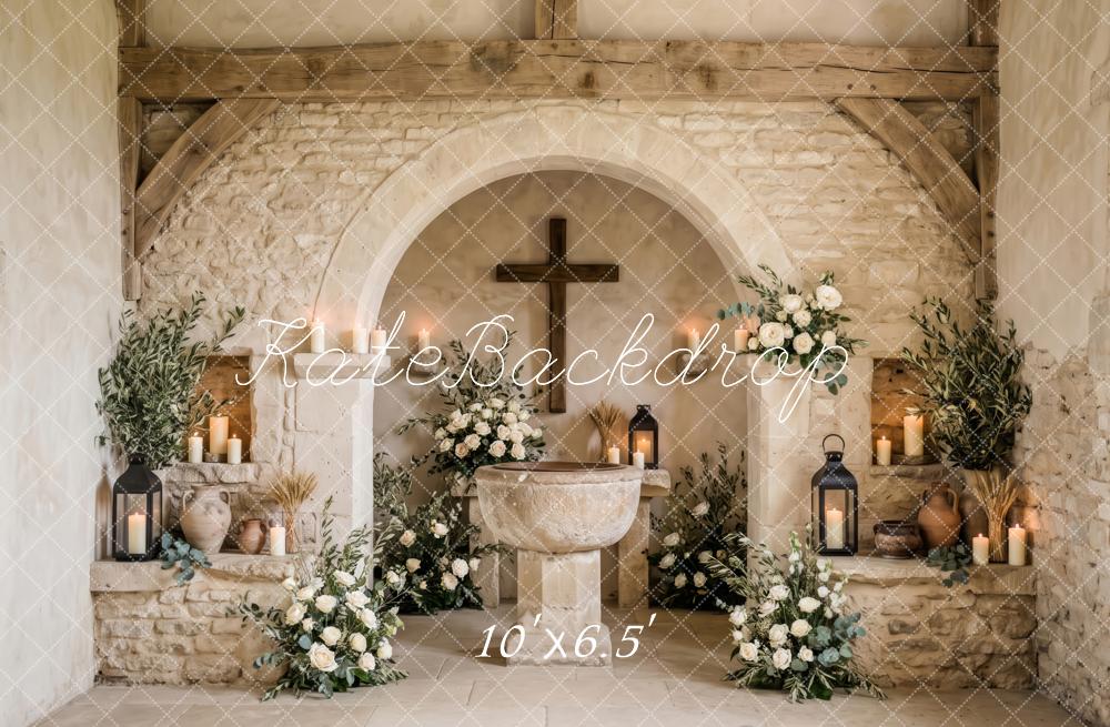 Kate Easter Rustic Floral Chapel Altar Printed Backdrop Designed by Patty Roberts