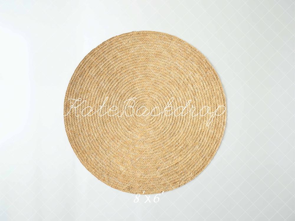 Kate Round Jute Rug White Diamond Pattern Floor Backdrop Designed by Mini MakeBelieve