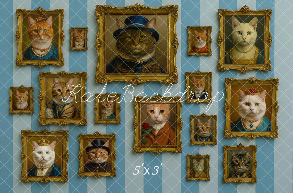 Kate Cat Portrait Gallery Blue Wall Backdrop Designed by Mini MakeBelieve