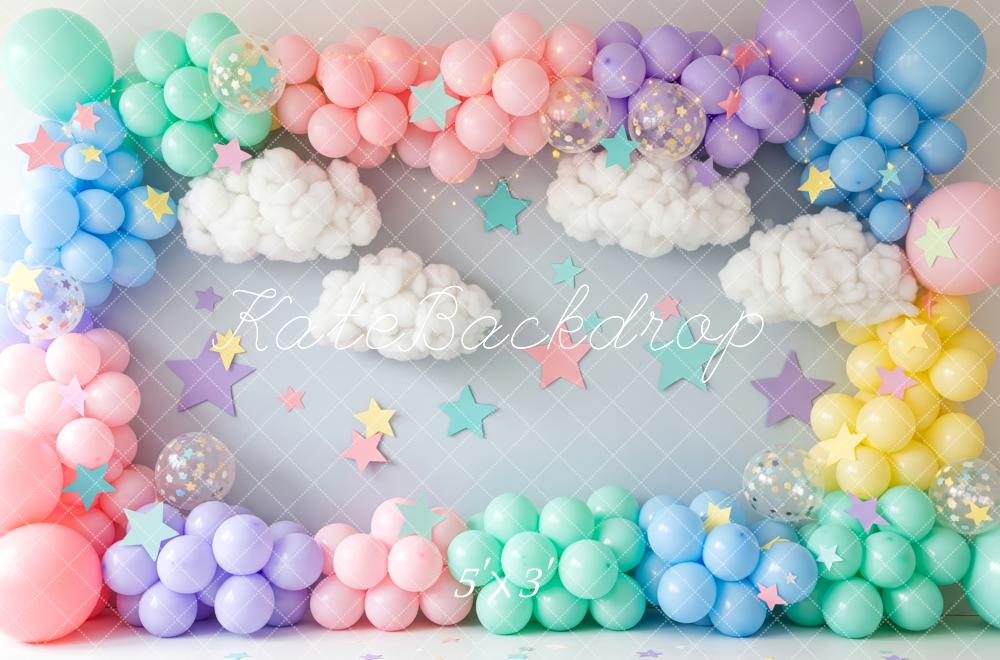 TEST Kate Cake Smash Pastel Balloon Cloud Star Backdrop Designed by Patty Roberts