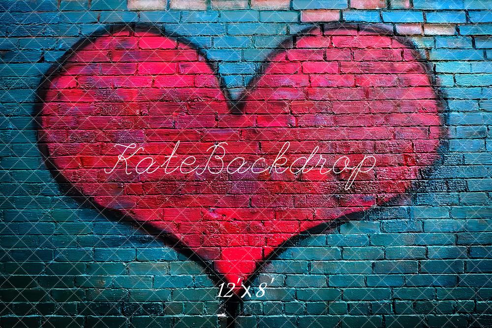 Kate Valentine's Day Red Heart Graffiti Brick Wall Backdrop Designed by Megan Leigh Photography