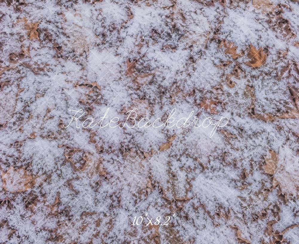 Kate Winter Snowy Leaves Floor Printed Backdrop Printed Backdrop Designed by Vertigo Productions