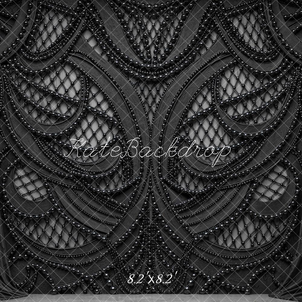 Kate Halloween Gothic Beaded Black Printed Backdrop Designed by Mini MakeBelieve