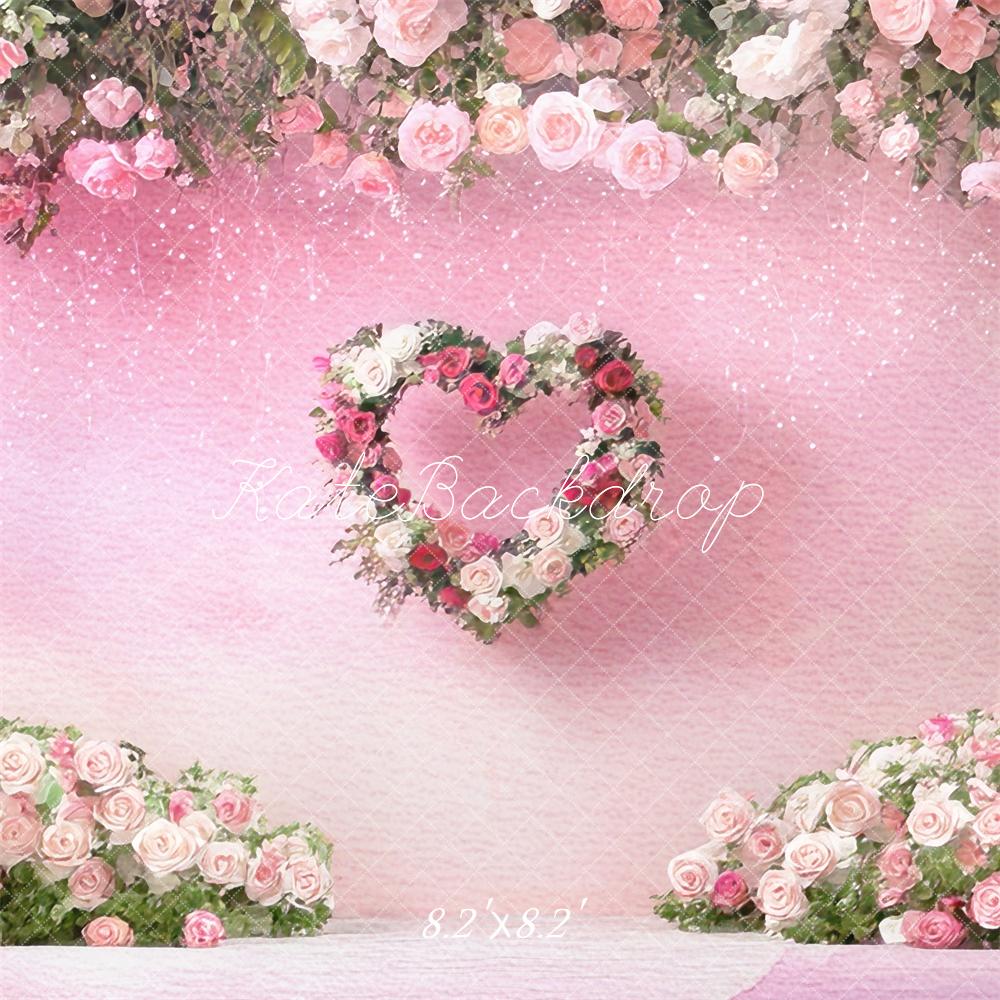 Romantische Roze Bloemen Hart Rozen Foto Achtergrond Designed by Mini MakeBelieve