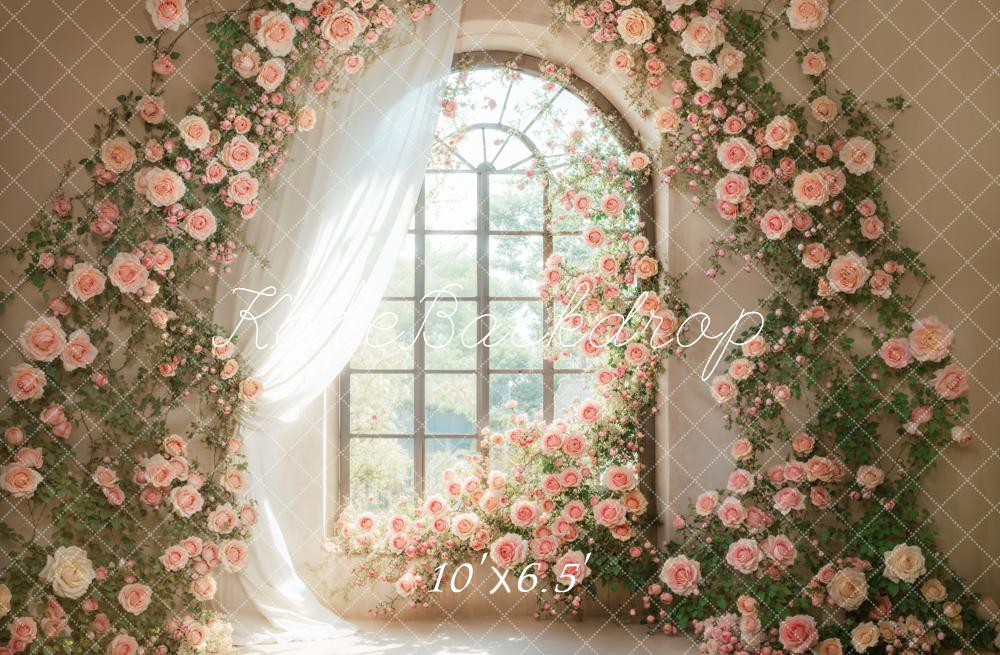 Arco de Flores Rosadas de Primavera Fondo de Ventana Designed by Emetselch