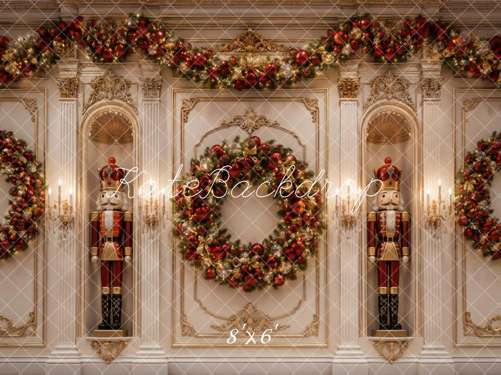 Kate Christmas Nutcracker Wreath Garland Vintage Wall Printed Backdrop Designed by Vertigo Productions