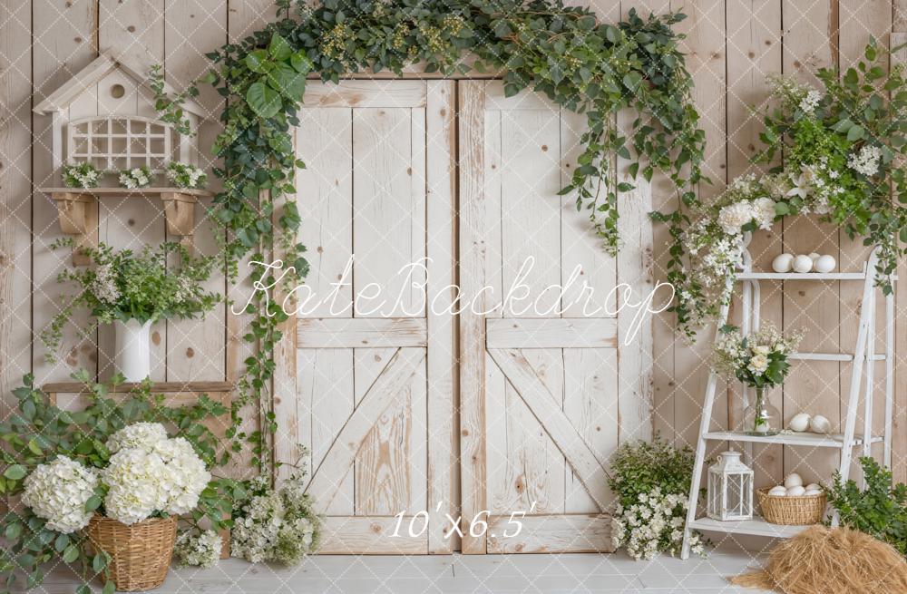 TEST Kate Easter Rustic White Barn Door Flower Arch Ladder Greenery Backdrop Designed by Emetselch