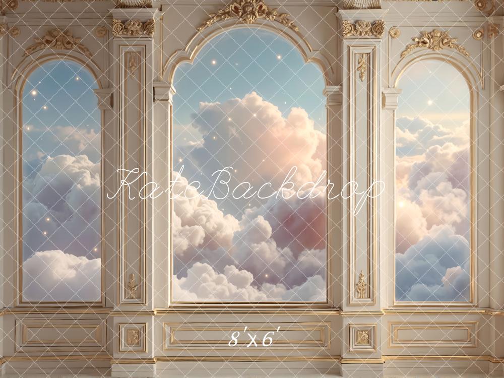 Kate Arch Baroque Window Cloud Sky Printed Backdrop Designed by Mini MakeBelieve