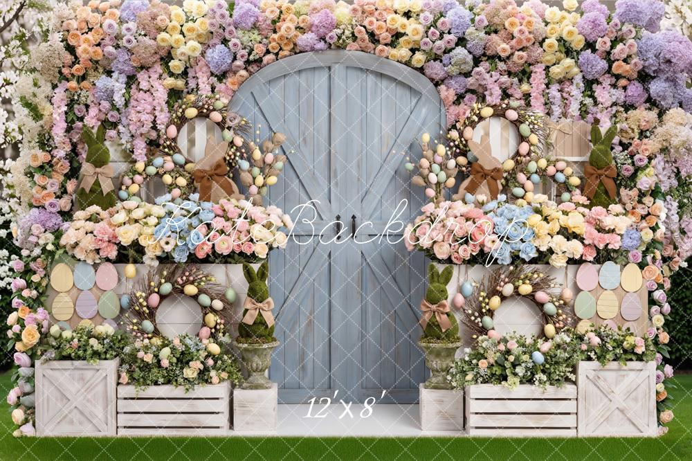 Kate Easter Bunny Flower Arch Pastel Eggs Backdrop Designed by Mini MakeBelieve