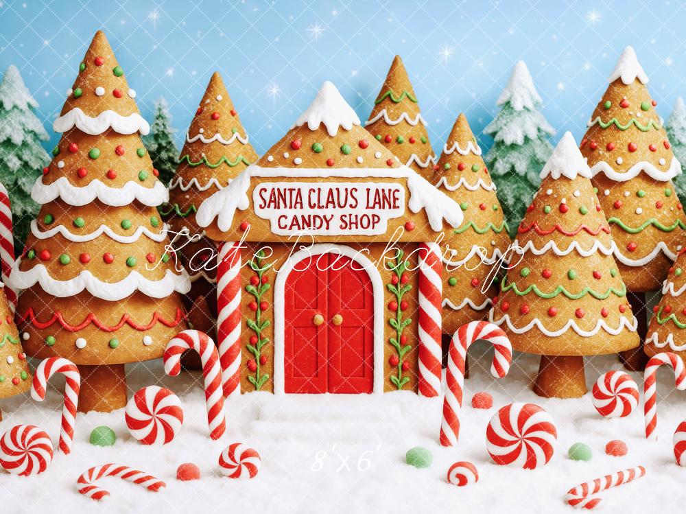 Kate Christmas Tree Gingerbread Candy Cane Backdrop Designed by Patty Roberts