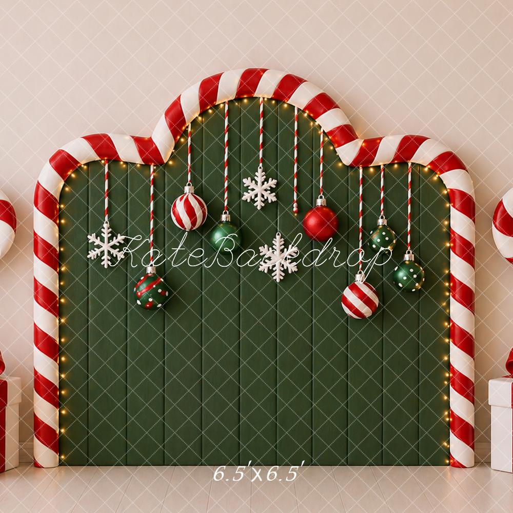 Kate Christmas Headboard Candy Cane Arch Gift Boxes Printed Backdrop Designed by Caitlin Lynch