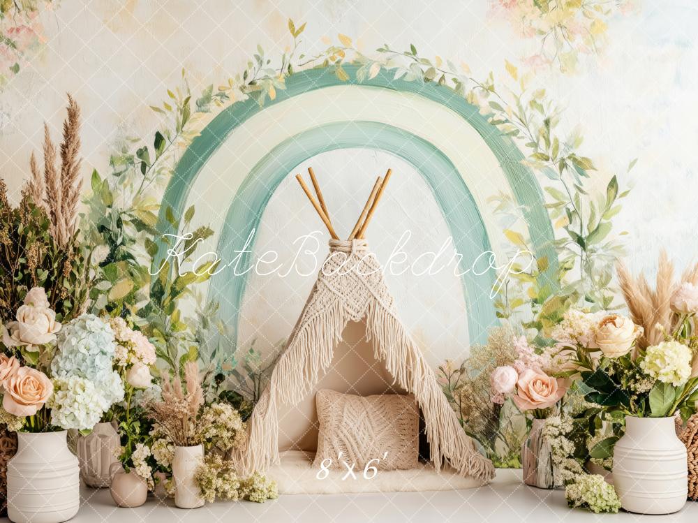 Kate Boho Green Arch Teepee Backdrop Designed by Patty Roberts