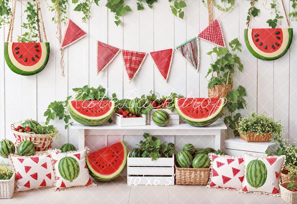 Kate Summer Watermelon Picnic Bunting Backdrop Designed by Emetselch