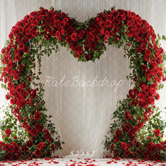 Kate Valentines Flower Arch Red Roses Heart Shaped Backdrop Designed b