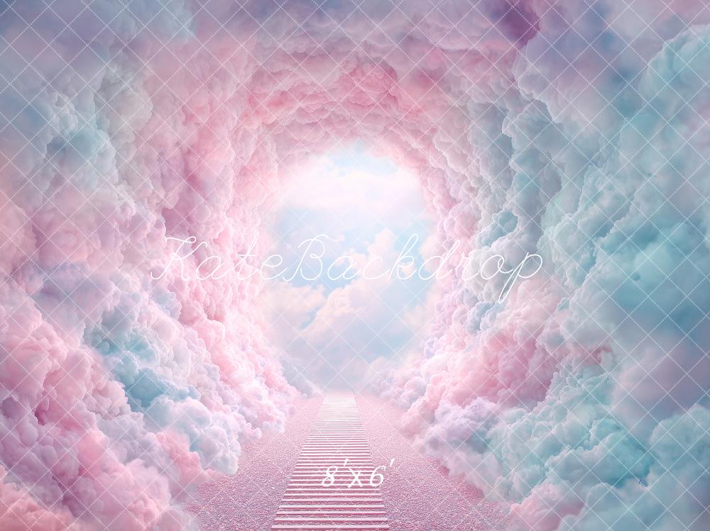 Kate Pastel Cloud Tunnel Stairs Printed Backdrop Designed by Angela Miller