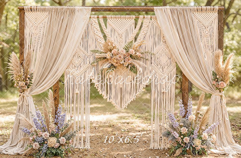 Kate Mother's Day Boho Macrame Floral Arch Backdrop Designed by Emetselch