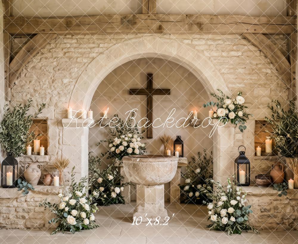 Kate Easter Rustic Floral Chapel Altar Printed Backdrop Designed by Patty Roberts
