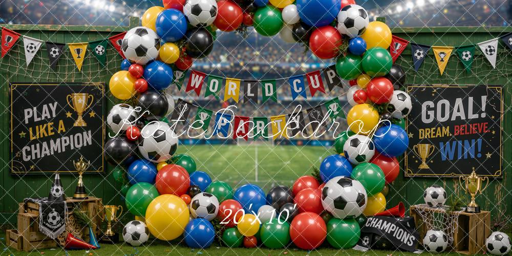 Kate Sports Soccer Balloon Arch Stadium Field Printed Backdrop Designed by Chain Photography