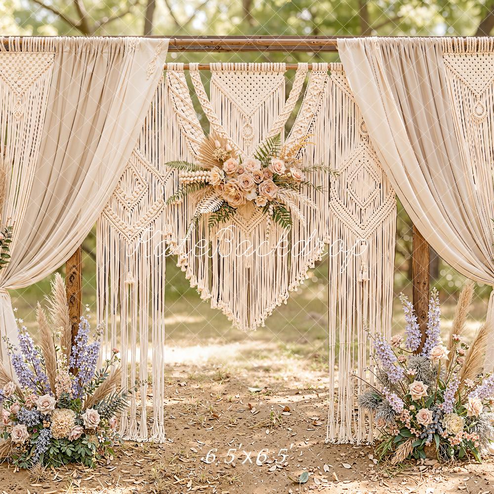 Kate Mother's Day Boho Macrame Floral Arch Backdrop Designed by Emetselch