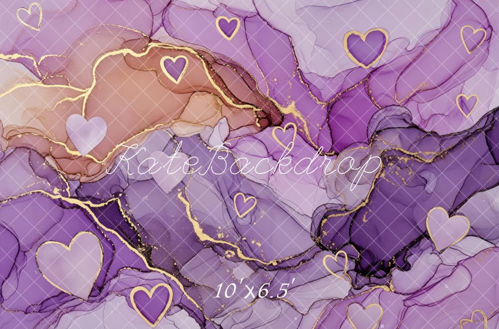 Kate Purple Gold Heart Abstract Texture Backdrop Designed by Patty Roberts