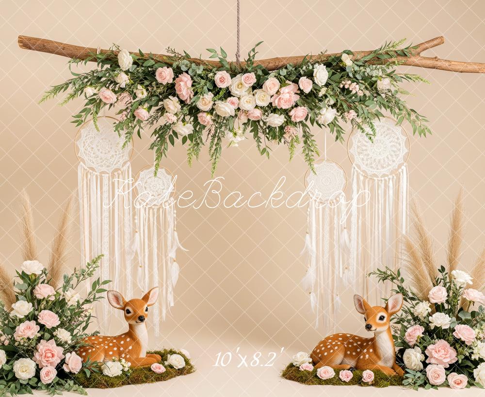 Kate Mother's Day Boho Flower Arch Deer Floral Dreamcatcher Backdrop Designed by Patty Roberts