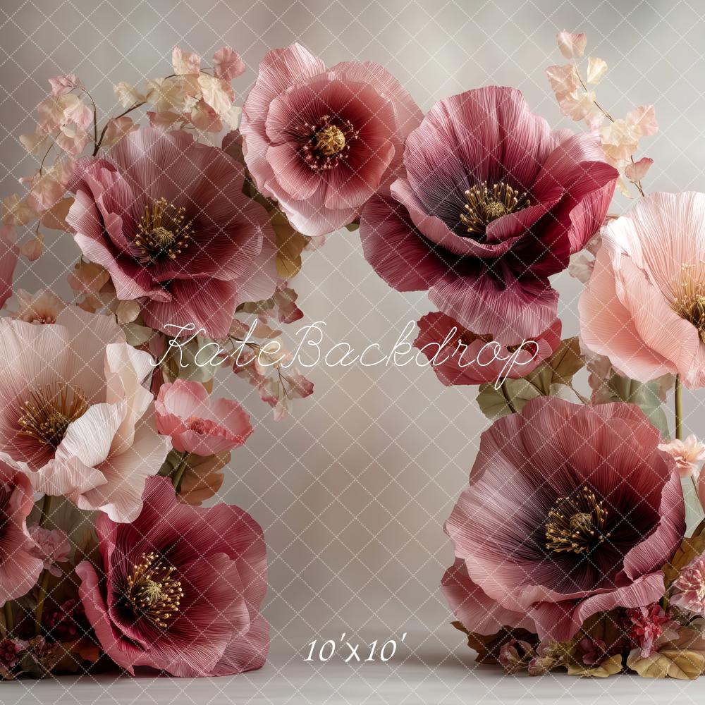 Kate Fine Art Flower Arch Large Burgundy Pink Flowers Backdrop Designed by Patty Roberts