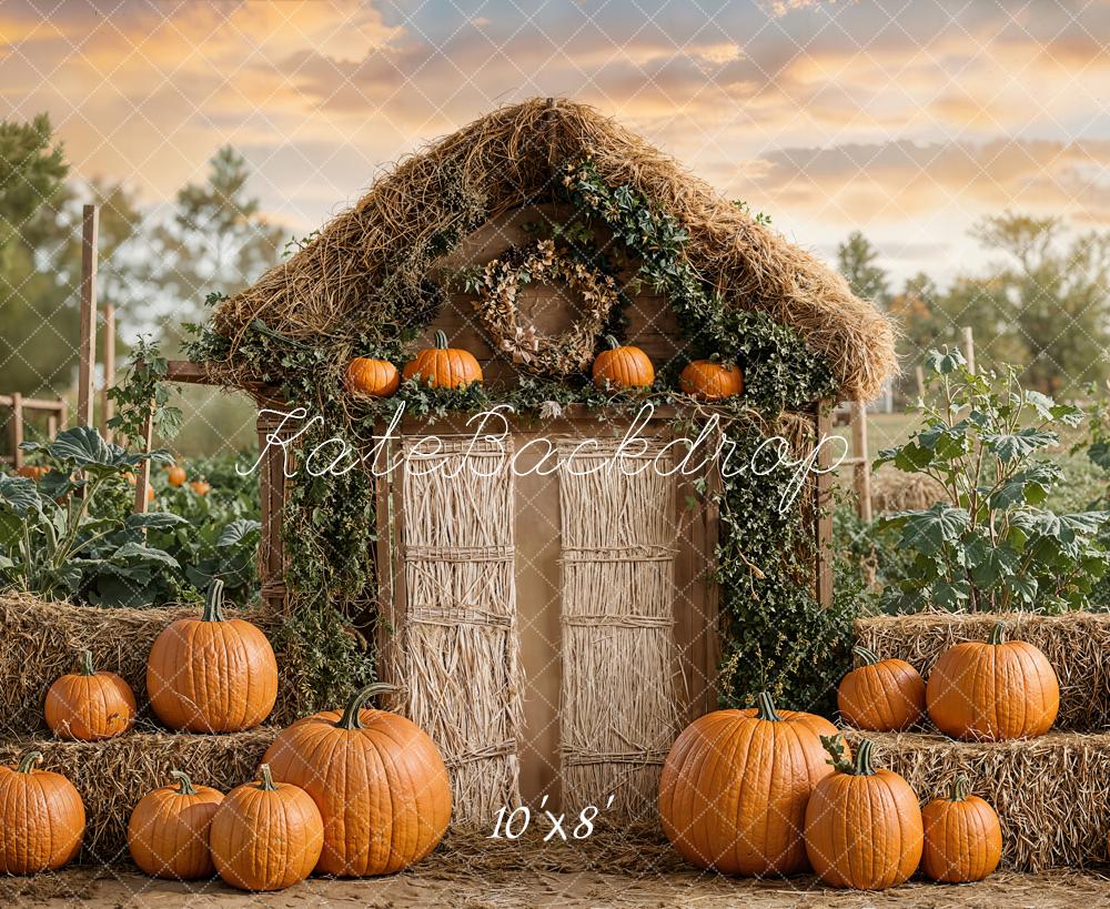 Kate Fall Pumpkin Farmhouse Door Rustic Backdrop Designed by Emetselch