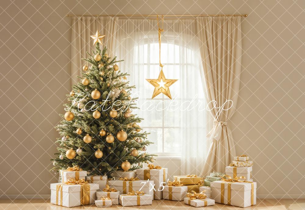 Kerstboom Cadeaus Raam Witte Foto Achtergrond Designed by Emetselch