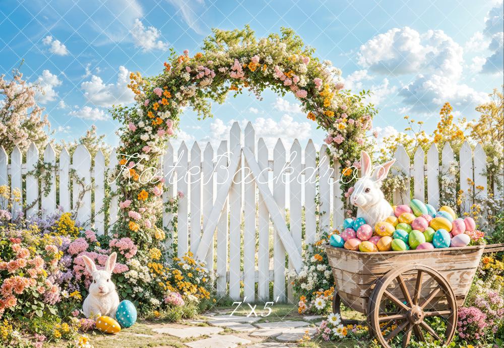 Easter Bunny Flower Arch Fence Backdrop Designed by Emetselch