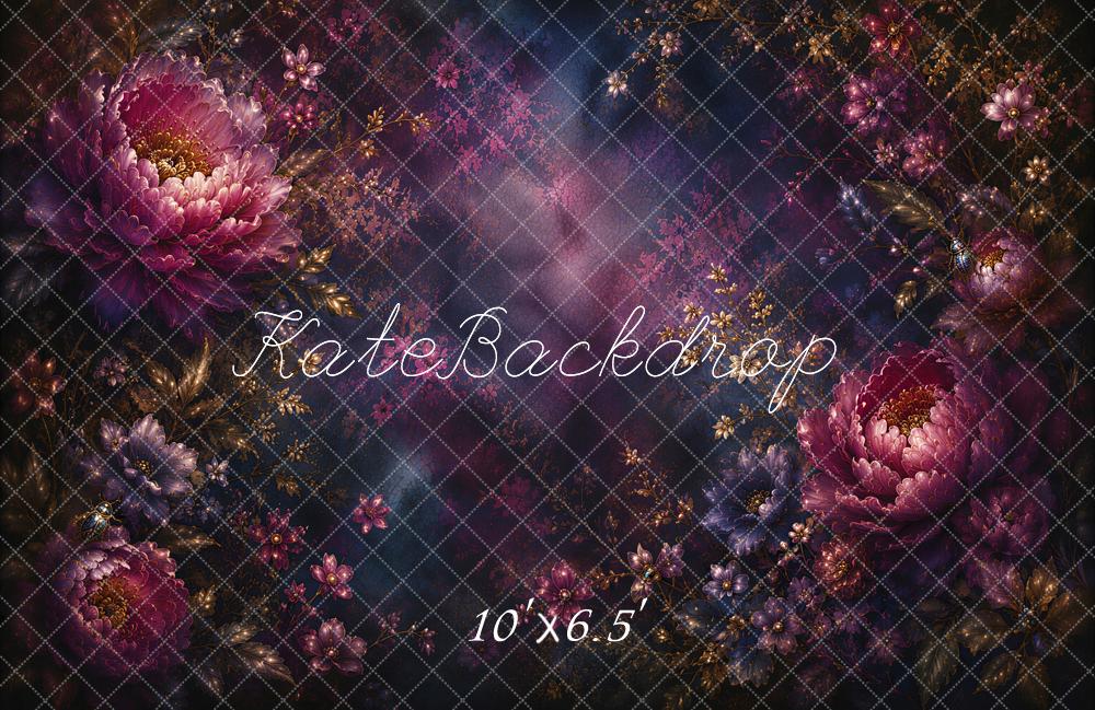 Kate Fine Art Duskwing Botanica Dark Floral Printed Backdrop Designed by Ashley Ward