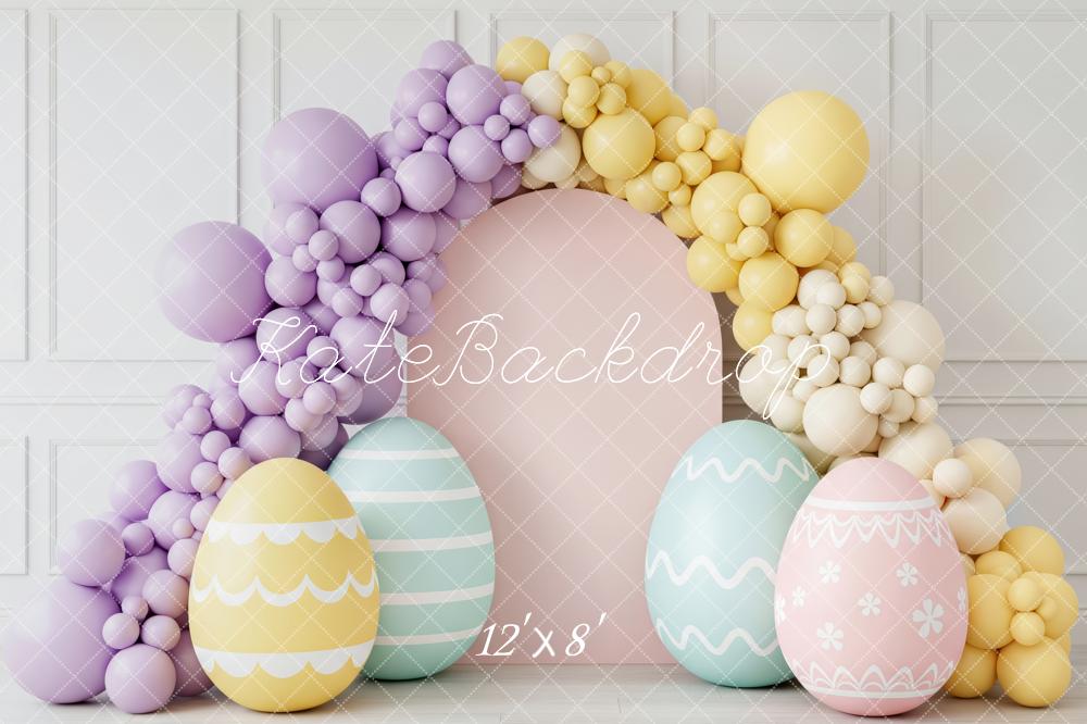 Kate Easter Modern Balloon Arch Pastel Eggs Printed Backdrop Designed by Patty Roberts