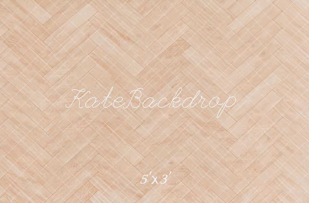 Kate Beige Herringbone Wood Floor Printed Backdrop Designed by Kate Image