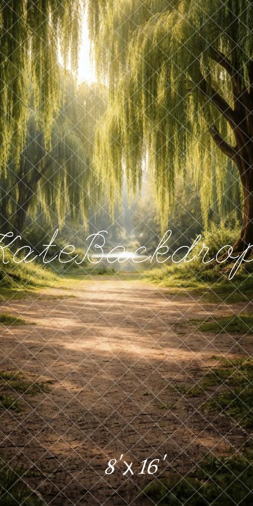 Kate Sweep Summer Forest Path Dirt Road Willow Trees Printed Backdrop Designed by Vertigo Productions