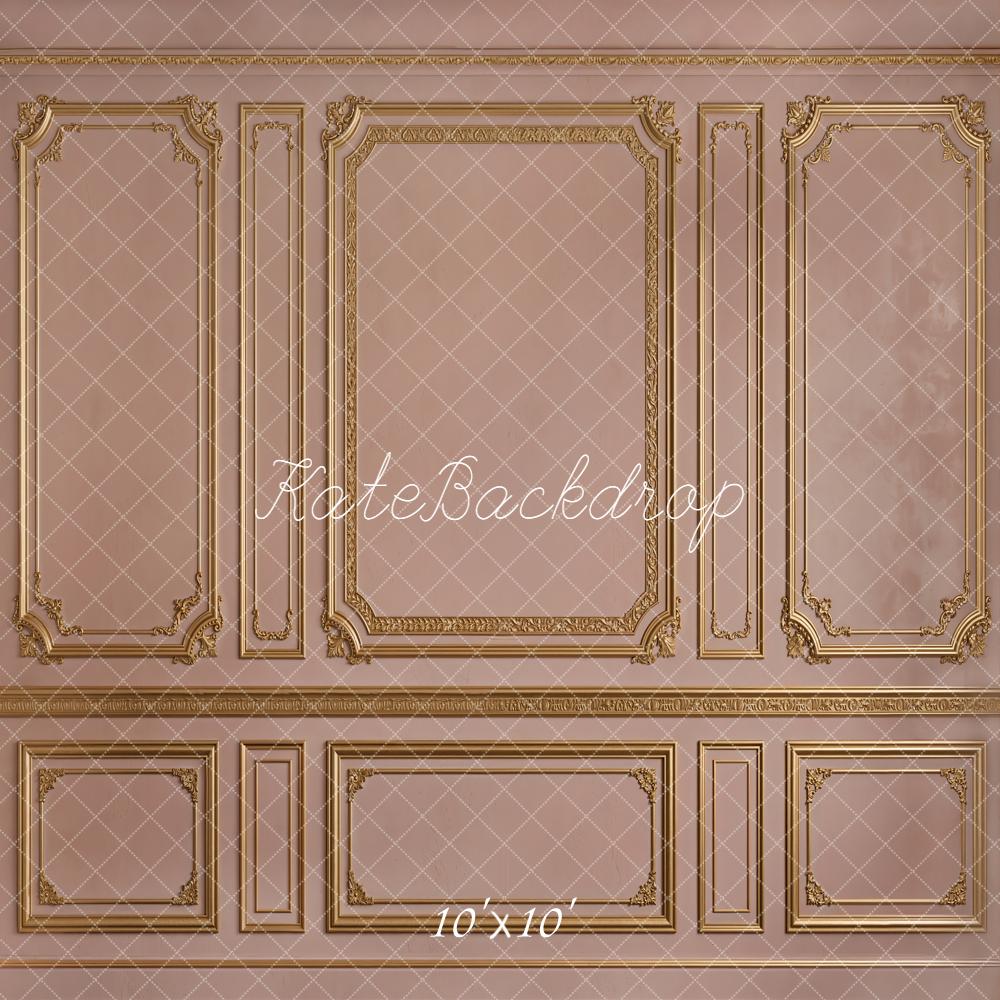 Kate Vintage Pink Gold French Wall Printed Backdrop Designed by Emetselch