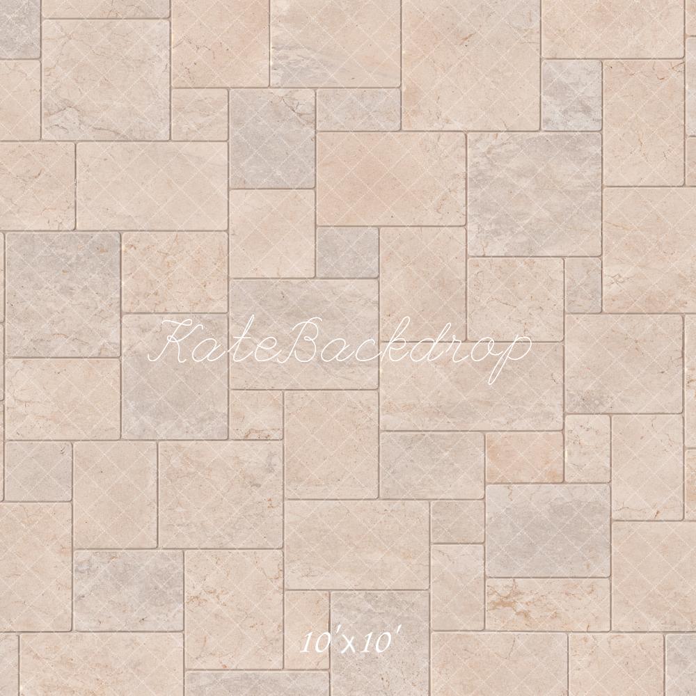 Kate Beige Marble Tile Floor Printed Backdrop Designed by Emetselch