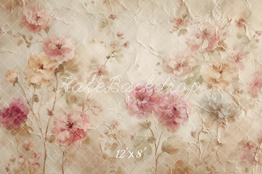 TEST Kate Vintage Pastel Floral Abstract Texture Printed Backdrop Designed by Angela Miller