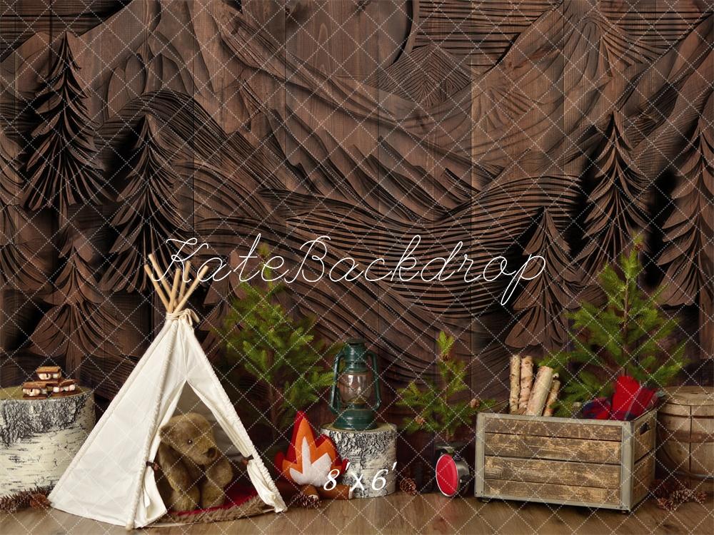 Kate Camping Forest Teepee Carved Wall Backdrop Designed by Mandy Ringe Photography
